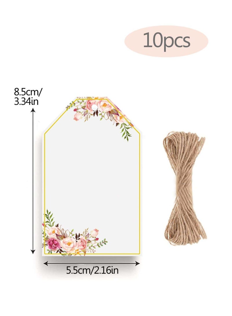 Eid decoration greeting tags for giveaway gifts elegant floral design with hanging string 10 pieces for messages and gift decoration - Image 4